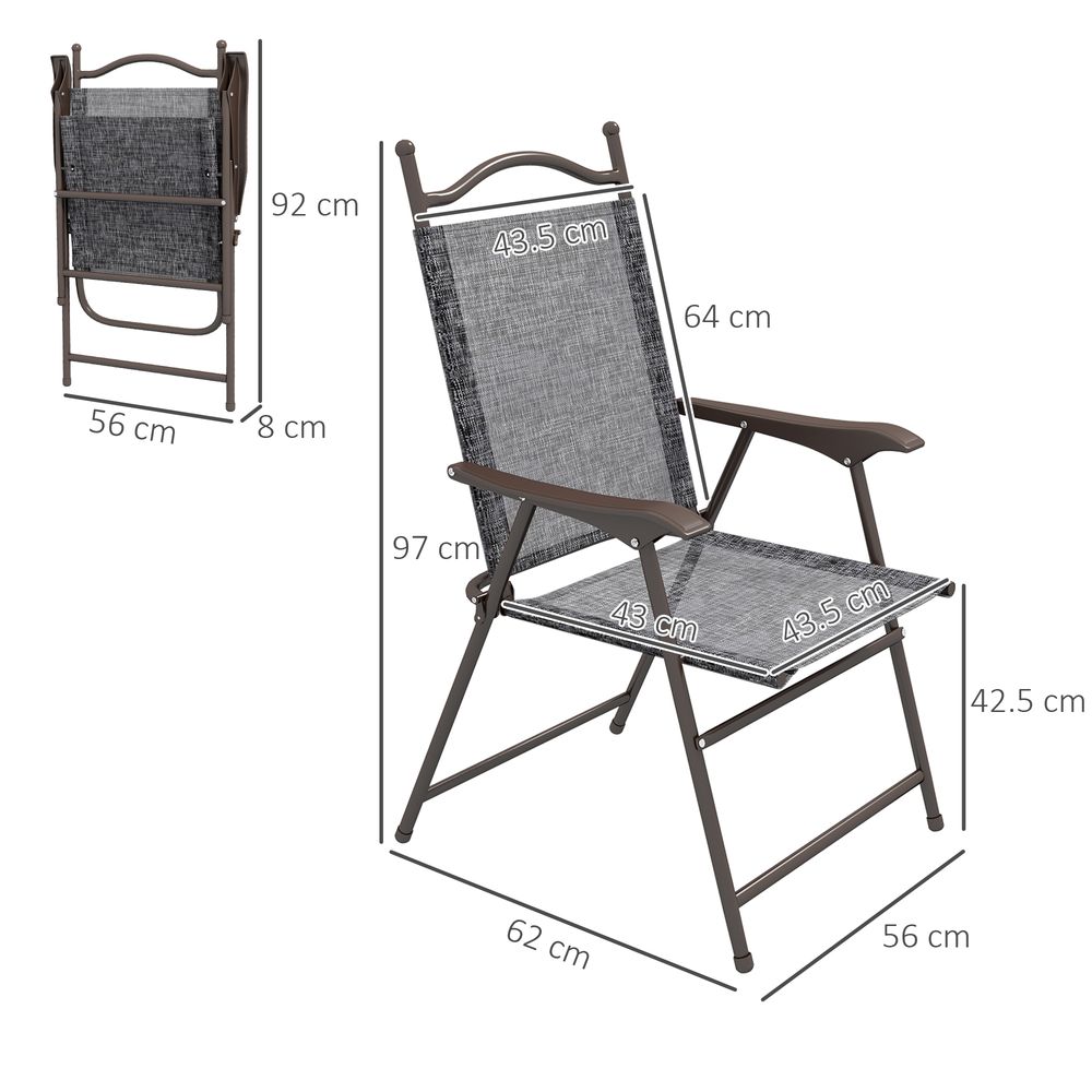 Premium Outsunny Folding Chairs - Portable, Armrests, Mesh Fabric Seat - Ideal for Outdoor Events