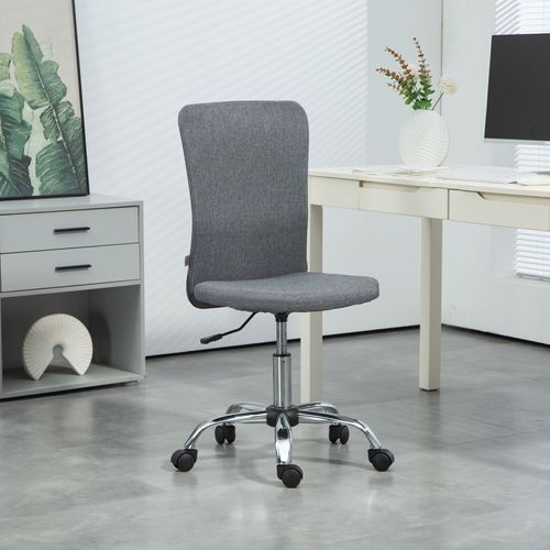 HOMCOM Armless Computer Desk Chair, Makeup Vanity Chair for Home, Grey
