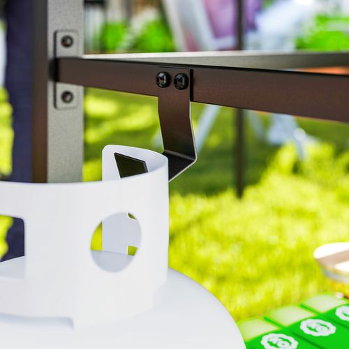 Outsunny Outdoor BBQ Table with Shelf, Outdoor Kitchen, Charcoal Grey