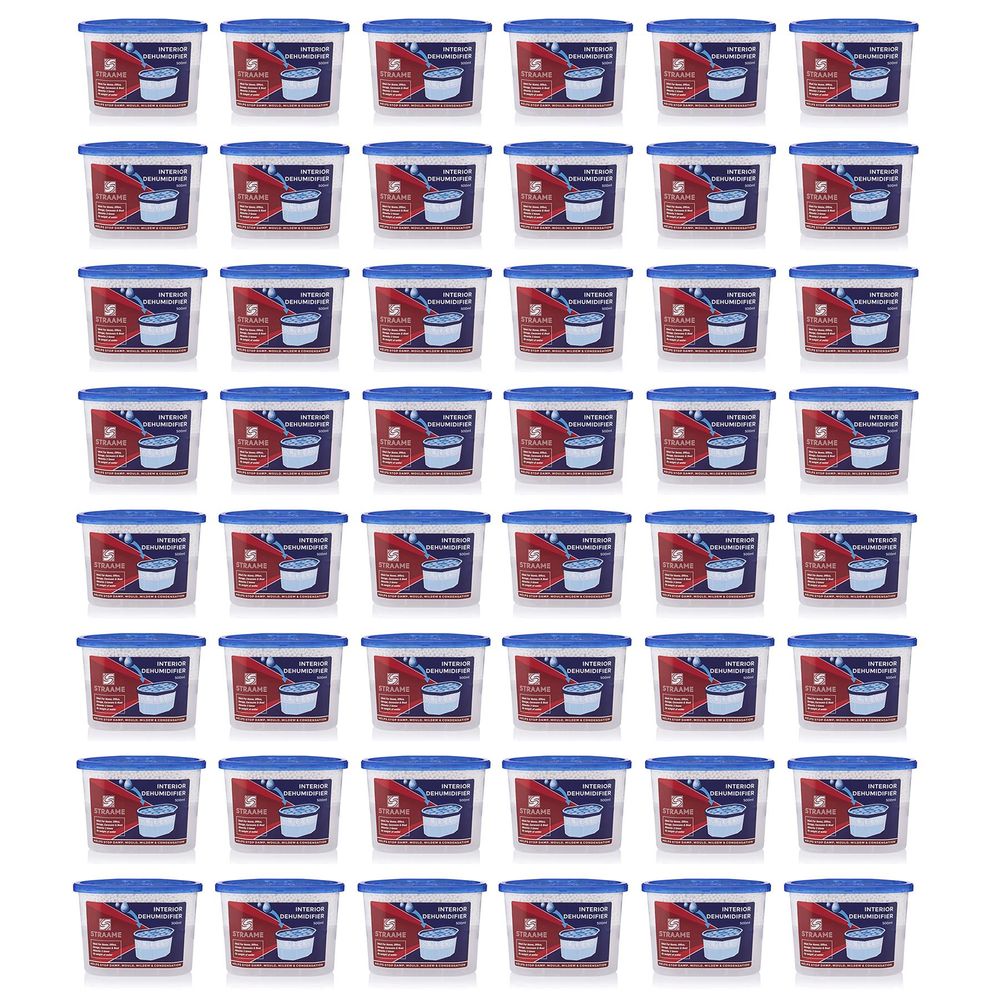 Straame Dehumidifier 500ml - 48 Pack | Long Lasting & High Quality | Removes Damp, Mildew, & Condensation