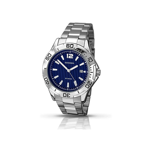 Sekonda Men's Dated Blue Face Stainless Steel Bracelet Watch 1170