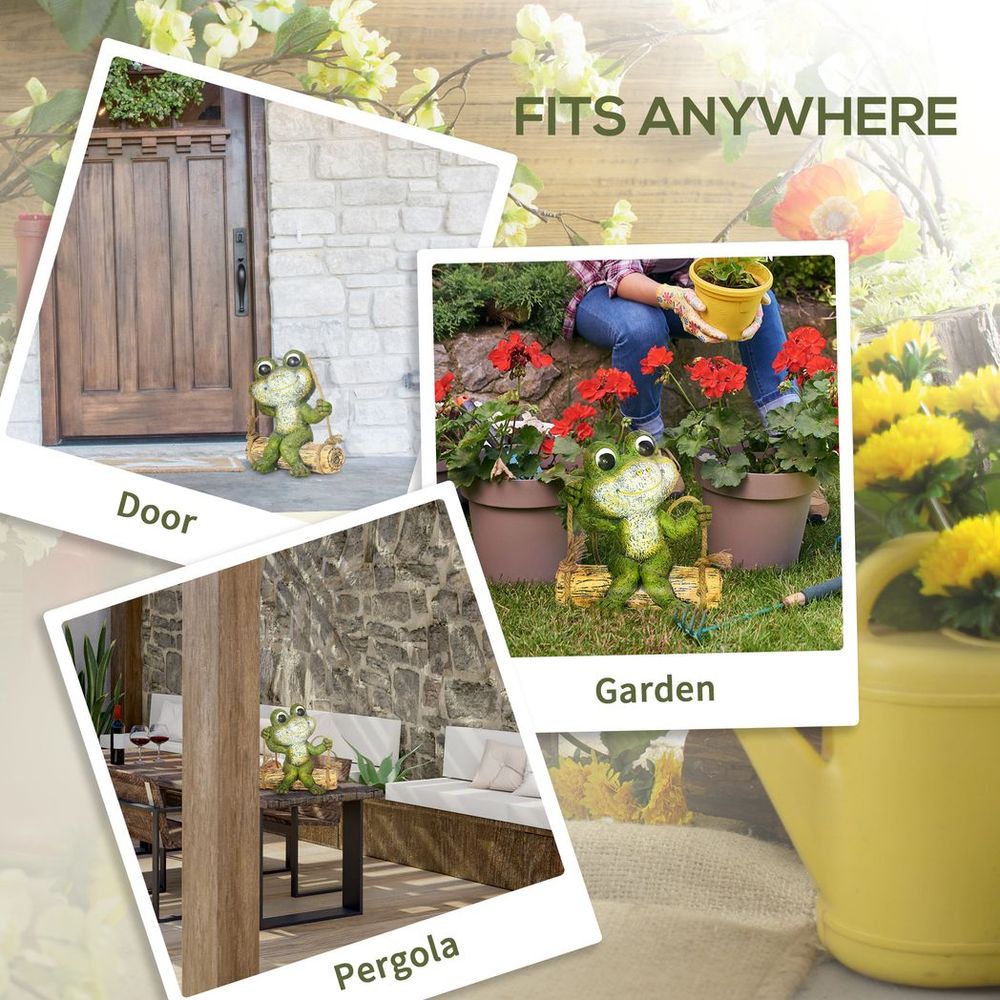 Hanging Frog Swing Garden Statue - Funny Outdoor Ornament, Hand-Painted Sculpture - Best Quality, Great Gift