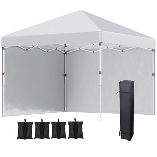 3 x 3 (M) Pop Up Gazebo Event Shelter with 2 Sidewalls, Weight Bags, White