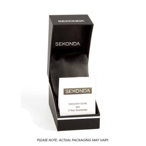 Sekonda Mens Basic White Dial Black Leather strap Watch 1342