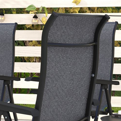 Outsunny Set of 4 Outdoor Rattan Folding Chair Set w/ Adjustable Backrest Grey
