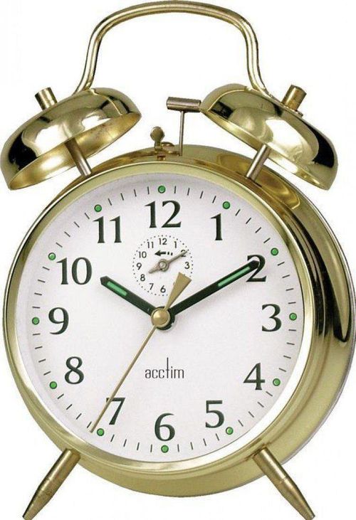 Acctim Saxon Large Brass Double Bell Alarm Clock - 12628