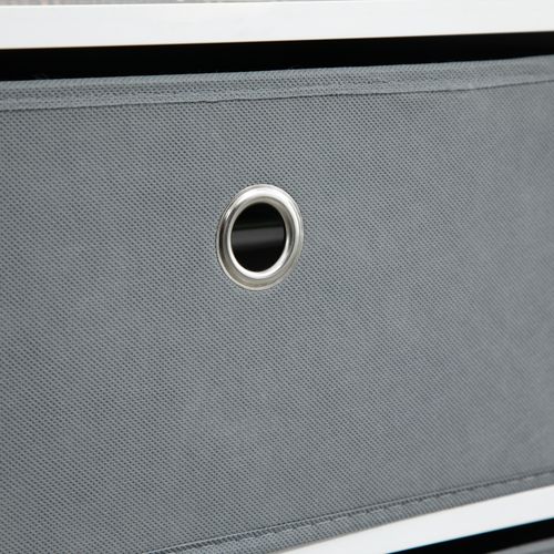Chests of Drawer, Fabric Dresser Storage Cabinet with 6 Drawers White and Grey