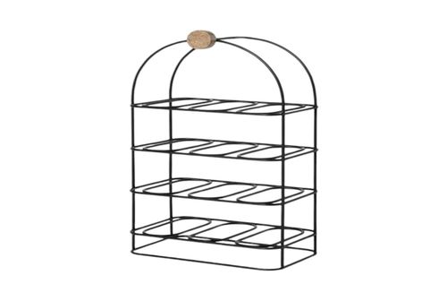 25" CAST IRON BLACK 12 BOTTLE WINE RACK