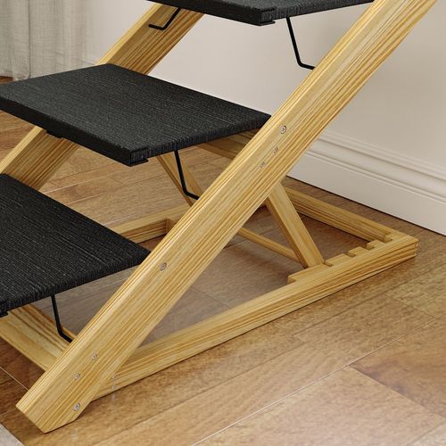 PawHut Dog Steps Dog Ramp, 3-Step Adjustable Height Pet Stairs for Medium Dogs