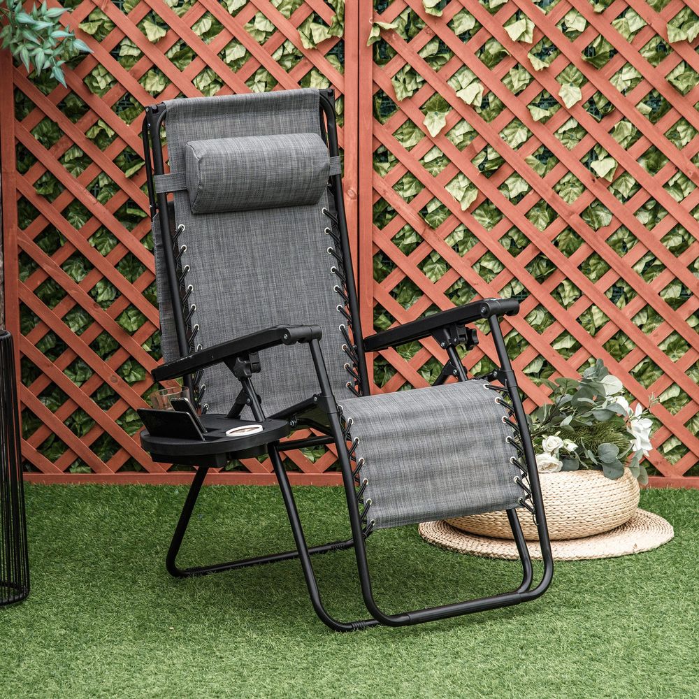 Beige Steel Frame Zero Gravity Outdoor Chair with Canopy - Maximum Comfort and Durability