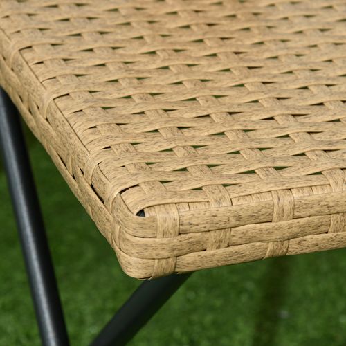 Outsunny Folding Square Rattan Coffee Table, Steel Frame Bistro Garden Natural