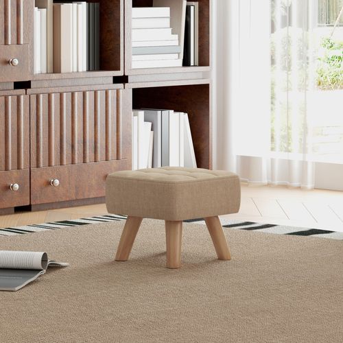 HOMCOM Modern Footstool, Fabric Foot Rest with Rubber Wood Legs