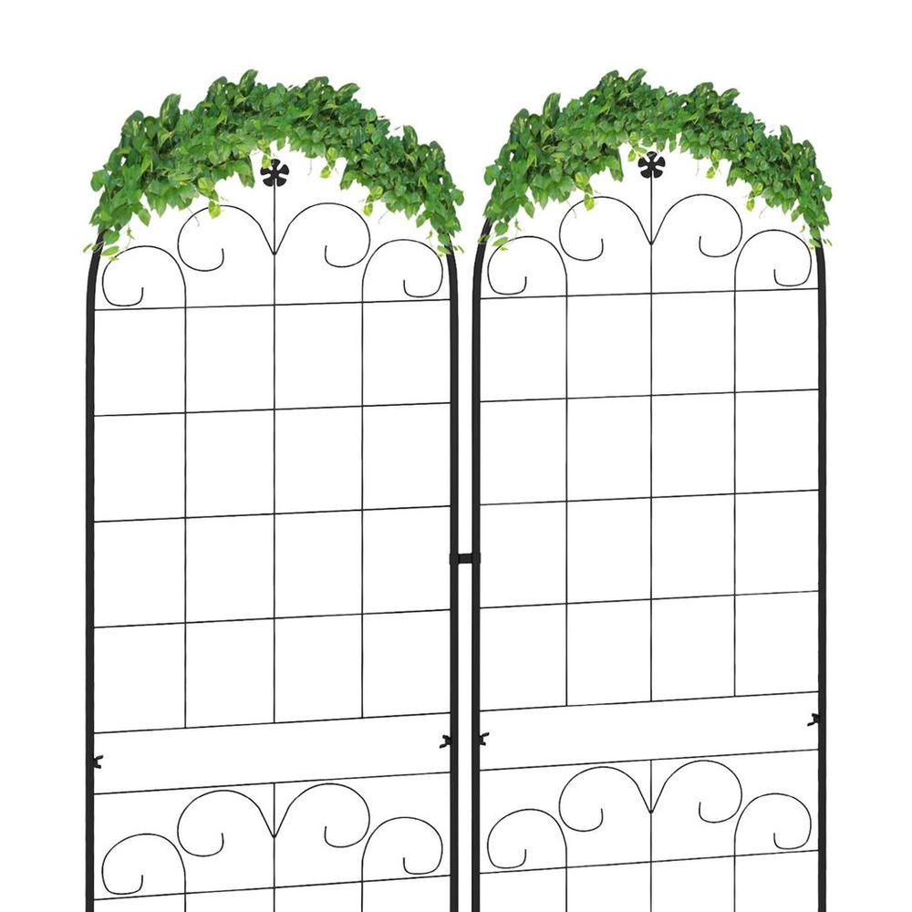 Premium Metal Trellis for Climbing Plants - Set of 2, Floral Design