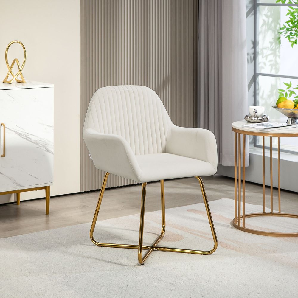 Homcom Modern Accent Chair Velvet-Touch Upholstered Armchair