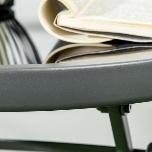 Outsunny Patio Bistro Set Folding Chairs & Coffee Table for Balcony,Grey