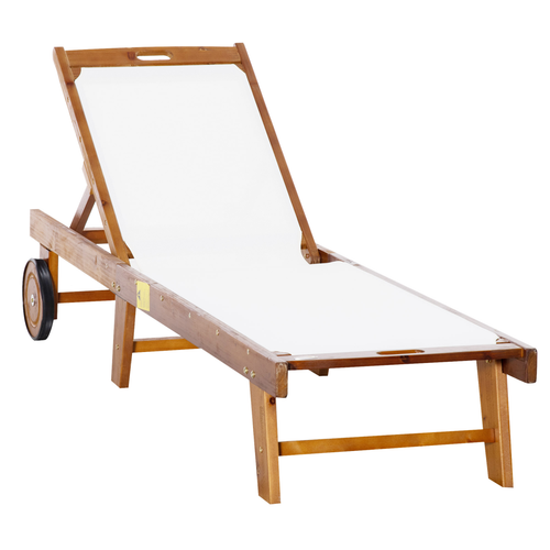 Outsunny Texteline Sun Lounger, 98L cm, Acacia Wood