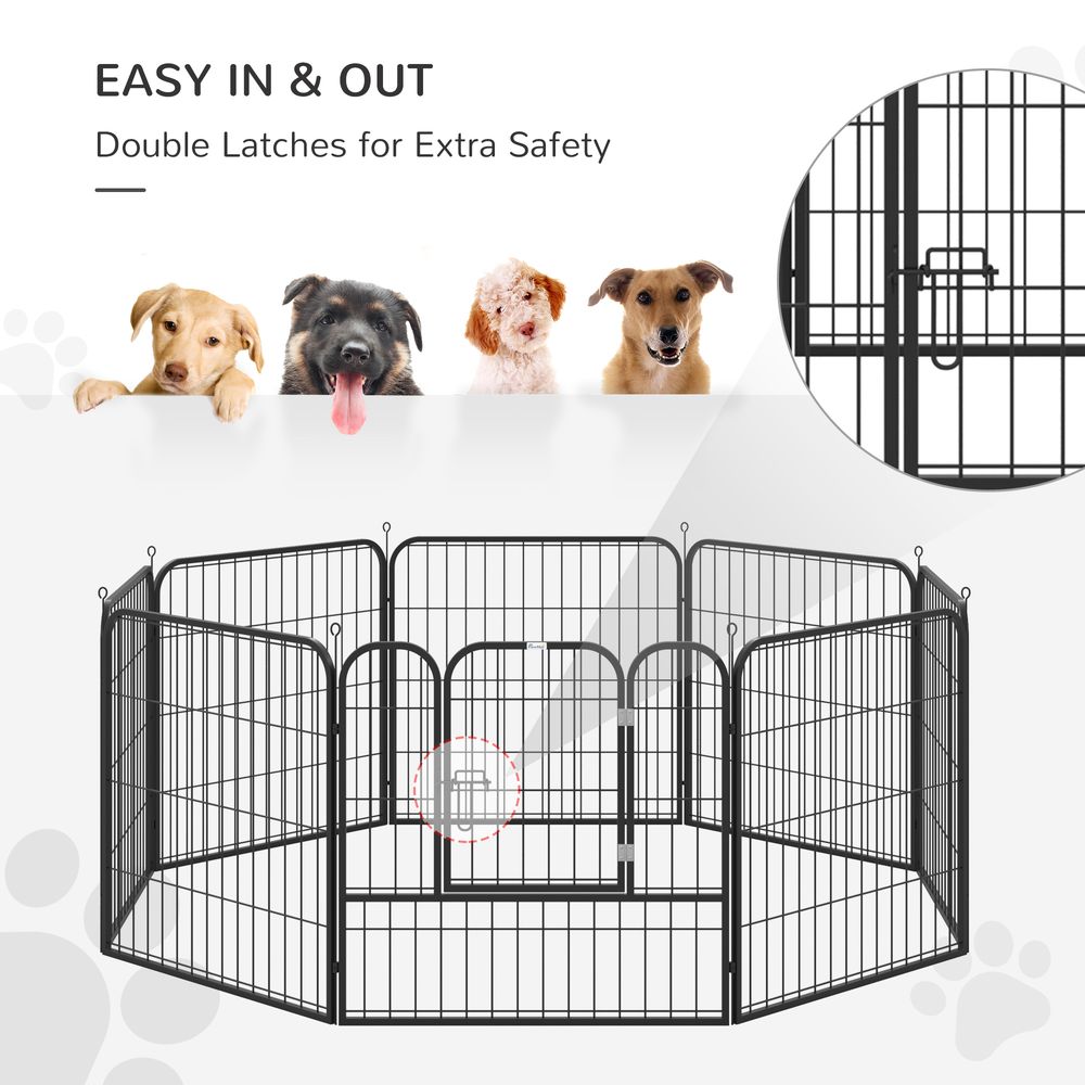PawHut Dog Pen 8 Panels Puppy Pen Heavy Duty Pet Playpen for Indoor Outdoor for Dogs, Rabbits, Ducks 80cm High