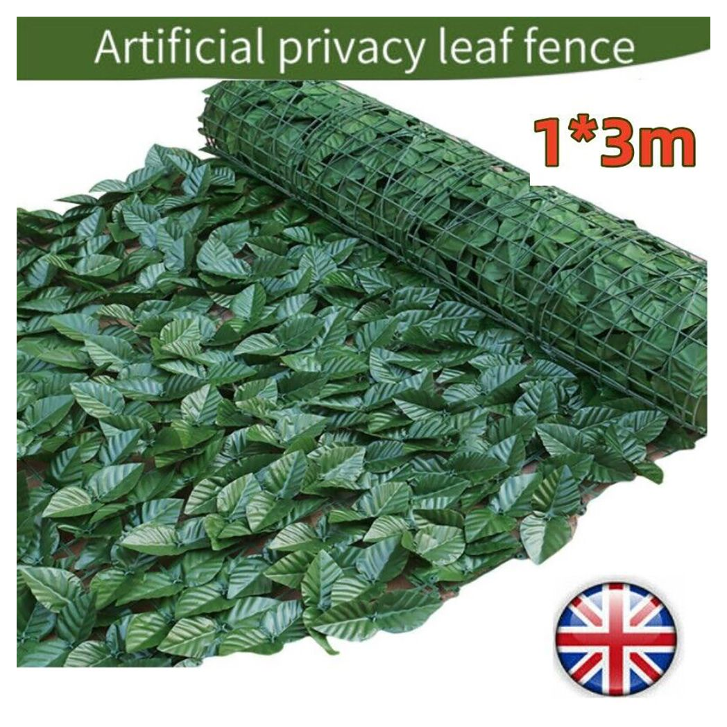 3m Artificial Hedge Fake Ivy Leaf Garden Fence Privacy Screening Roll Wall Panel