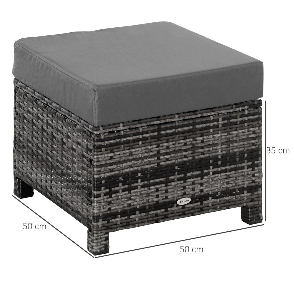 Premium Rattan Footstool Wicker Ottoman | Padded Seat Cushion | High Quality Furniture