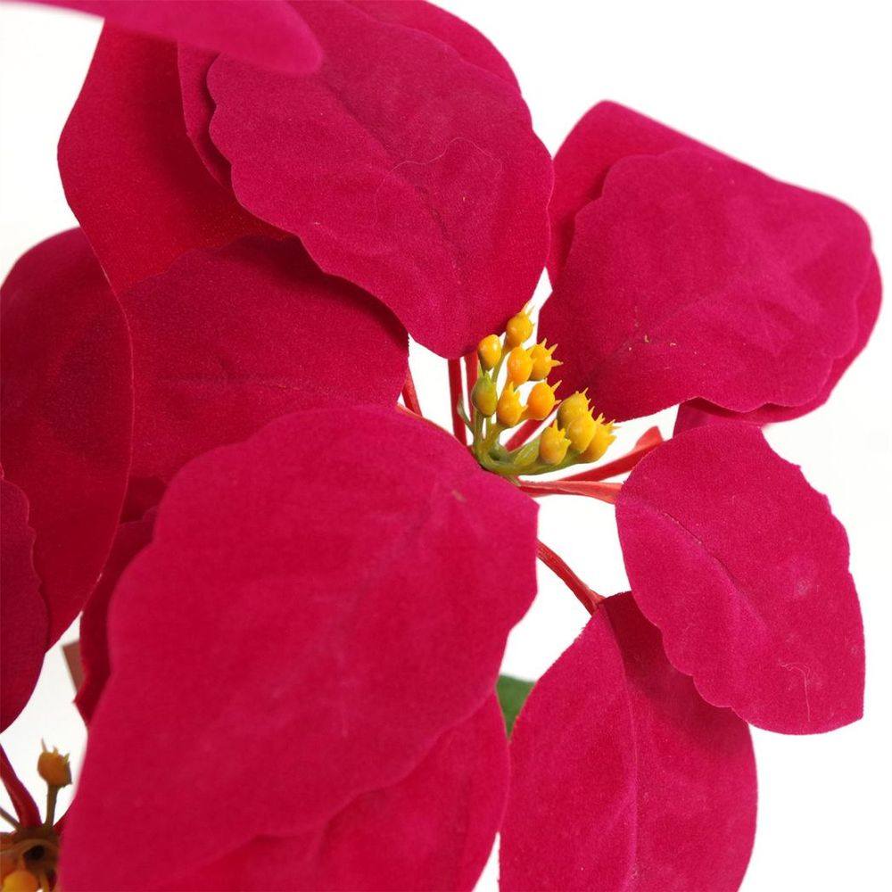Artificial Christmas Xmas Red Poinsettia 40cm Gold Curved Metal Planter