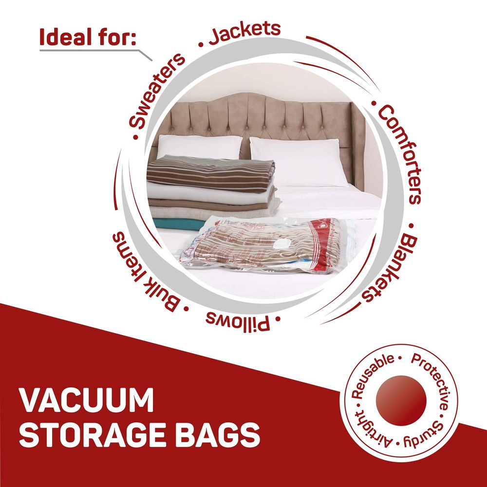 Premium Reusable Double & Triple Seal Storage Bags Pack of 6 + Hand Pump