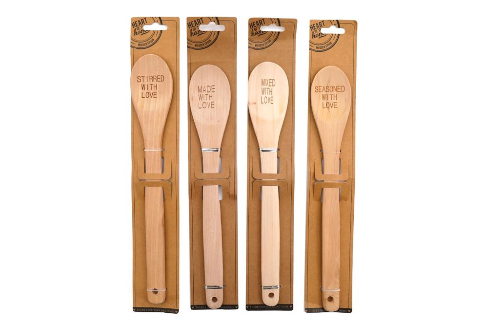 Love-themed Engraved Wooden Spoons - Set of 4