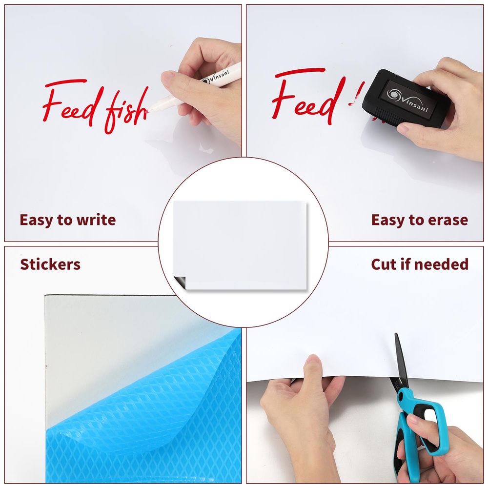 Magnetic Whiteboard 60 x 90 cm Notes, Lists, Memos, Menus Use 4 Magnetic Dry Wipe Pens & Magnetic Eraser