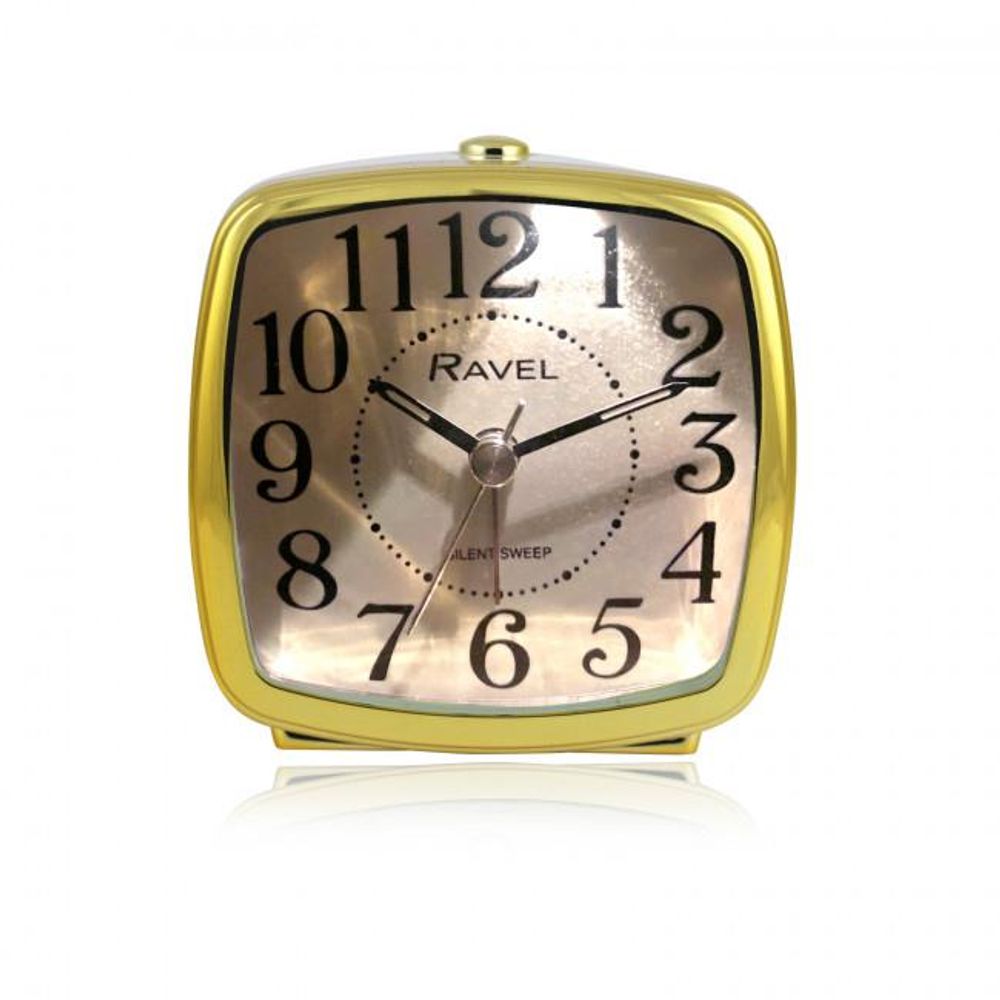 Ravel Retro Quartz Alarm Clock - Small Size, White/Gold - Professional Quality
