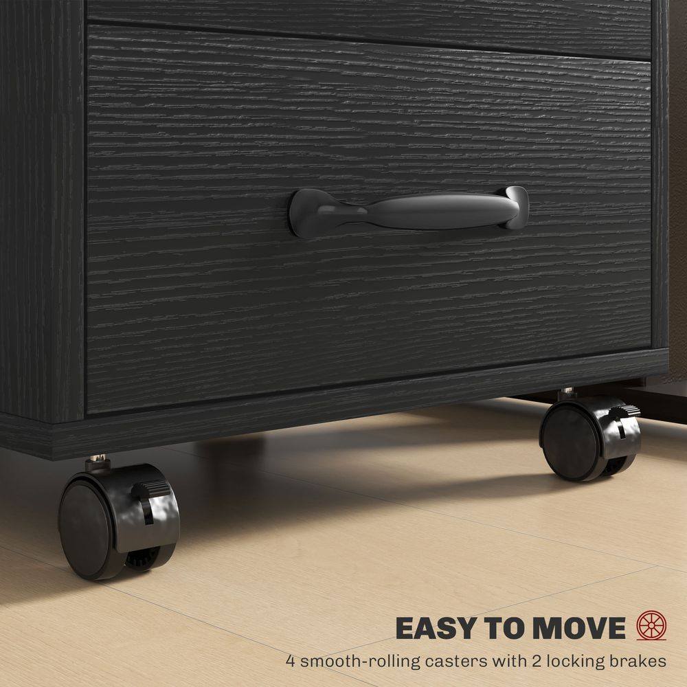 Homcom File Cabinet with 3 Drawers, Under Desk Mobile Filing Cabinet