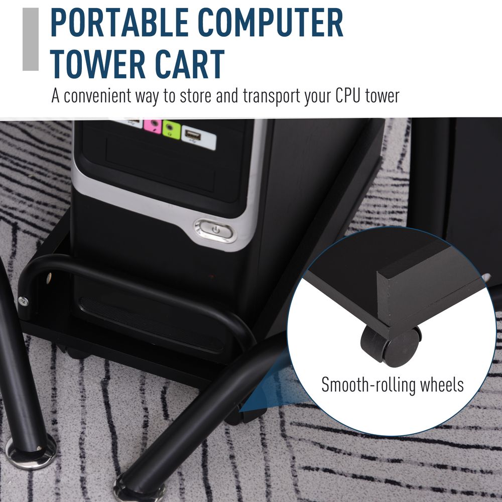 Space-Saving Corner Work Office Desk Gaming Steel Frame CPU Rack Black