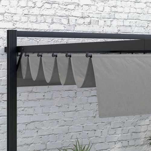Outsunny 3 x 4m Pergola with Retractable Roof and Aluminium Frame, Grey