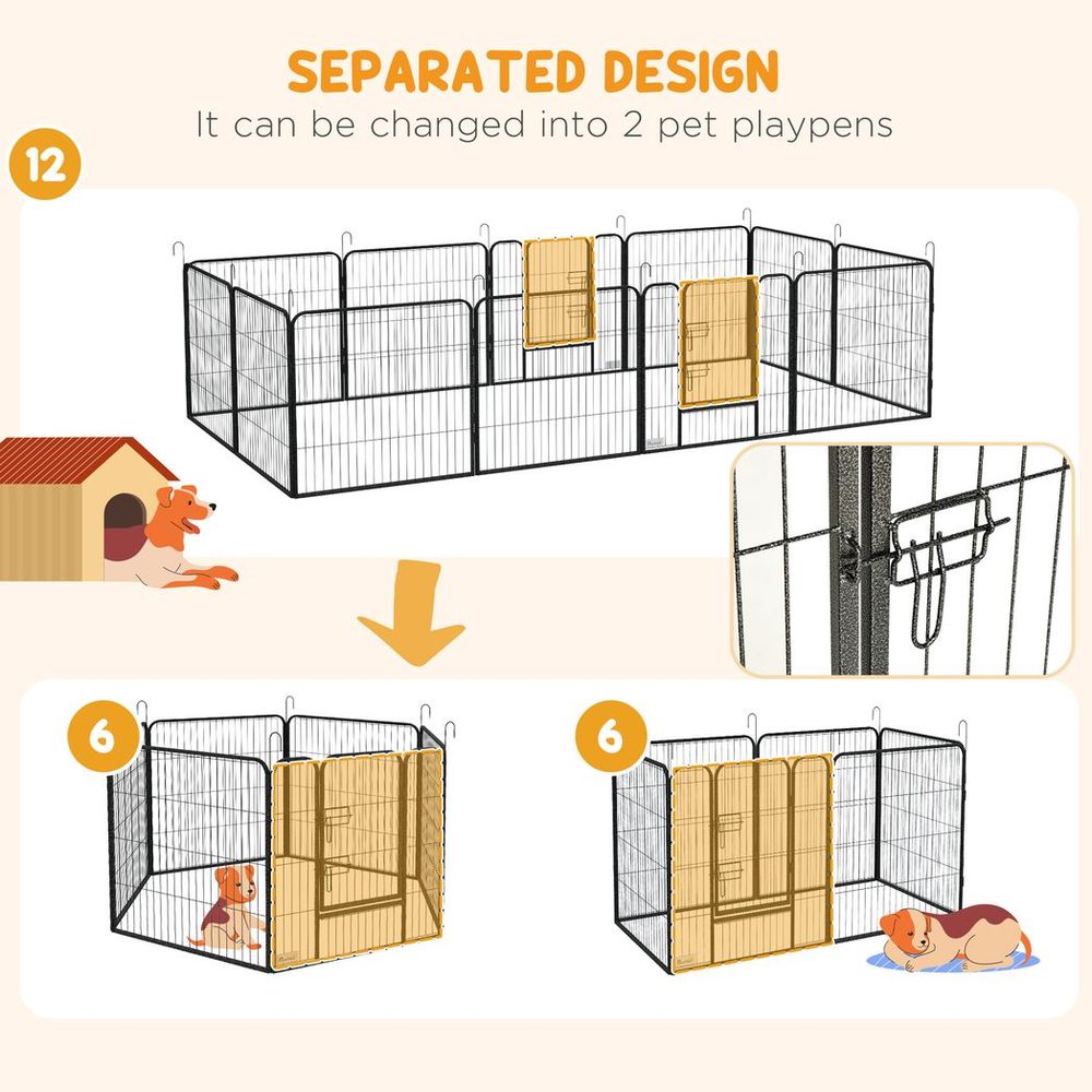Premium Heavy Duty Puppy Play Pen - 12 Panels, Indoor & Outdoor Use