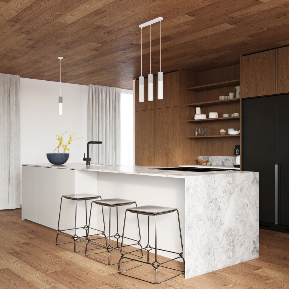 Modern Pendant Lamp: Steel & Concrete Design - High Quality GU10