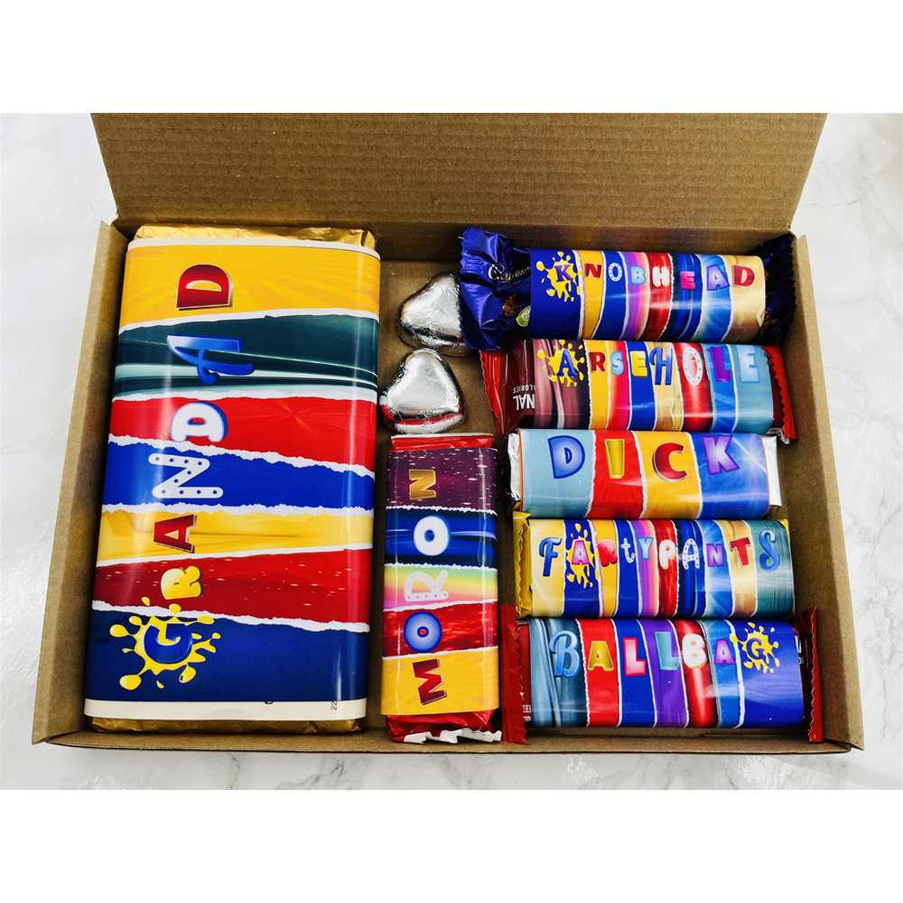 Sweary Grandad Gift Box - 1 Big, 6 Small, 2 Foil Hearts