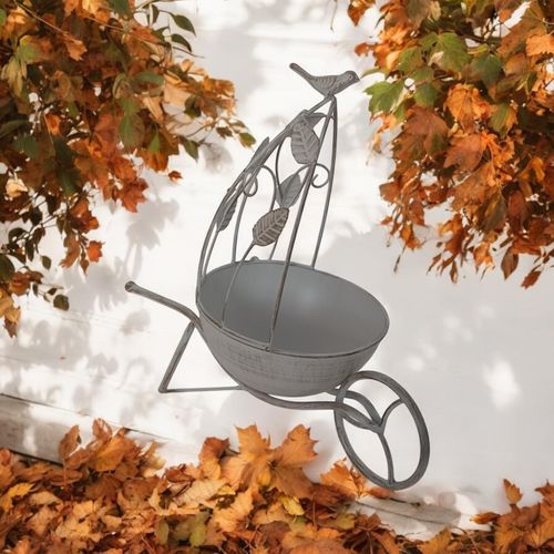 36CM CREAM METAL GARDEN PLANTER