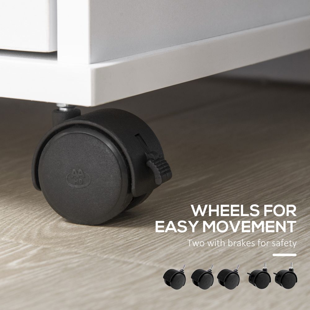 Filing Cabinet Mobile Printer Stand Drawer for A4 Size Files, White Vinsetto