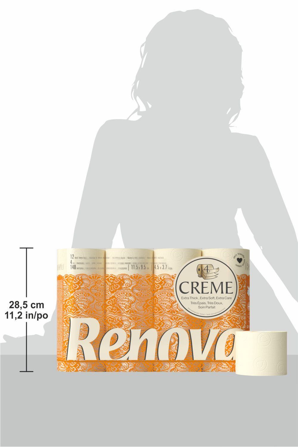 Renova Creme 4Ply x 60 - Soft, Thick, and Luxurious Bathroom Tissue for Ultimate Hygiene and Comfort