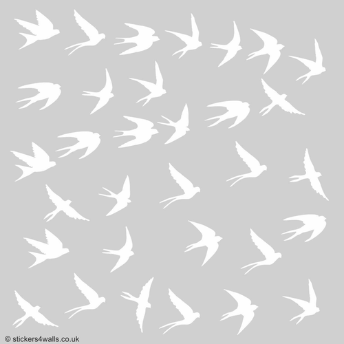 White Swallow Window Cling Stickers - Reusable