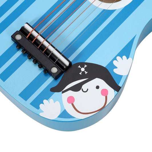 Authentic SOKA Wooden Stripe Blue Pirate Guitar | High-Quality Childrens Musical Instrument
