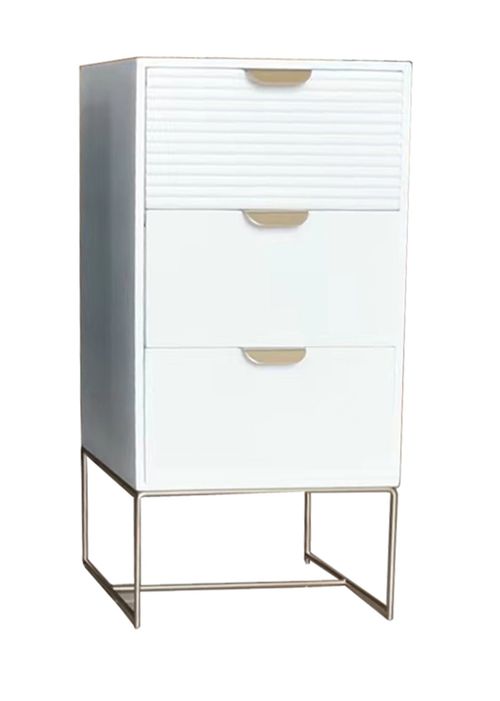 64CM WHITE WOODEN 3 DRAWER BEDSIDE TABLE