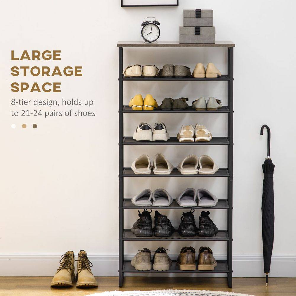 Homcom Shoe Rack, 8-tier Shoe Storage Shelf for 21-24 Pair Shoes for Entryway