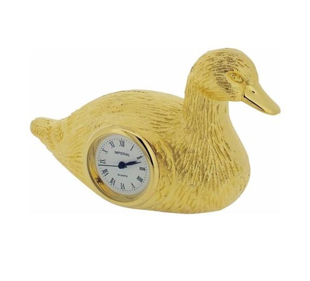 Premium Gold Plated Miniature Duck Clock - High-Quality Solid Brass - Limited Clearance!