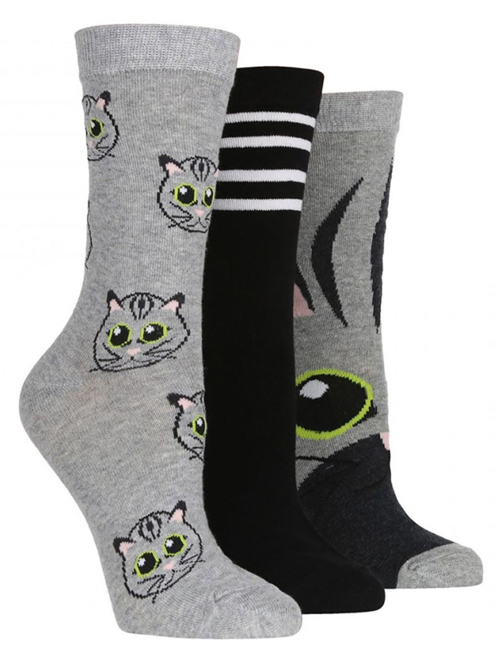 Wildfeet Novelty Jacquard Socks - 3PK (4-8 / Cats)