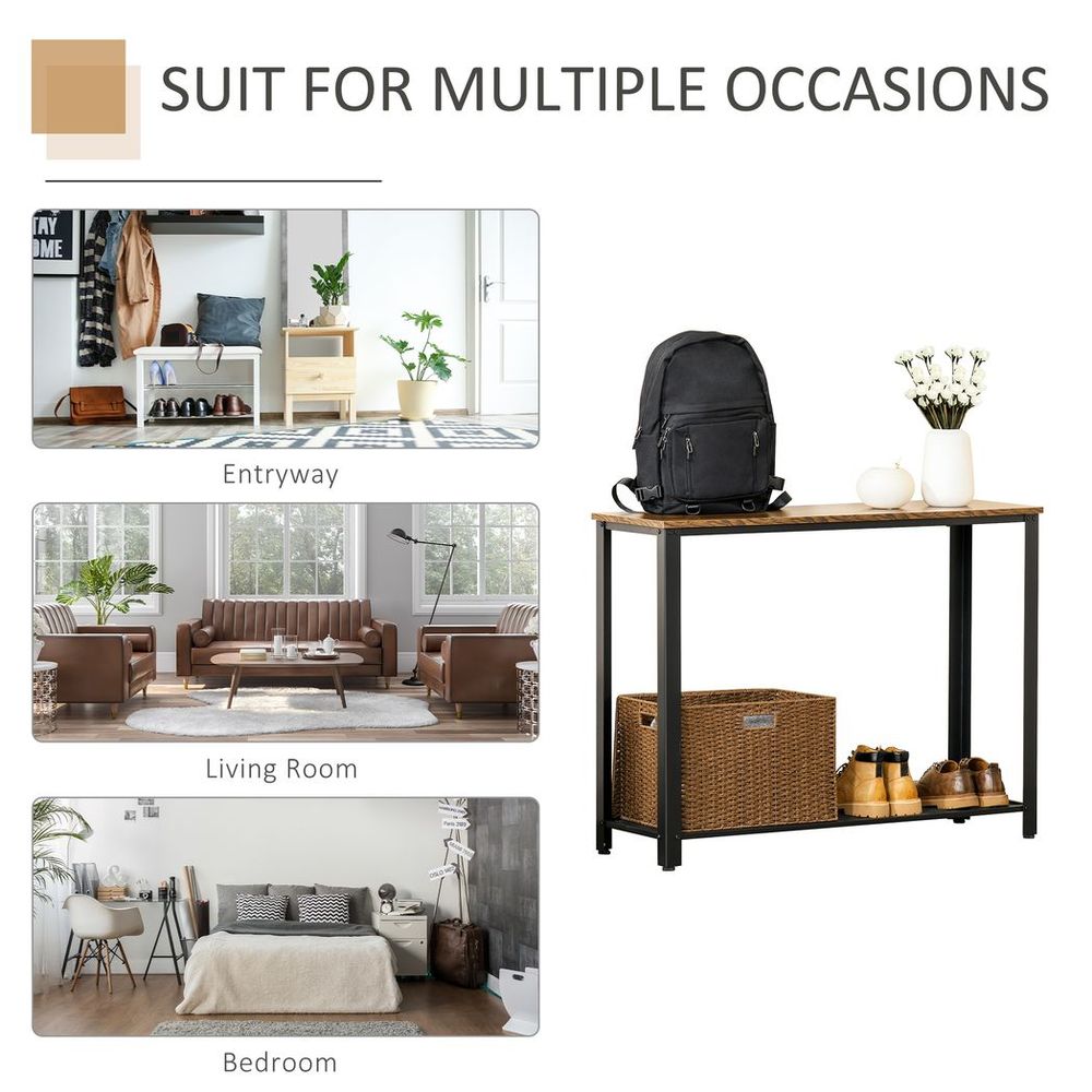 Industrial 2-Tier Console Table w/ Mesh Shelf - Entryway Hallway Furniture - Reliable & Stylish - 30kg Weight Capacity