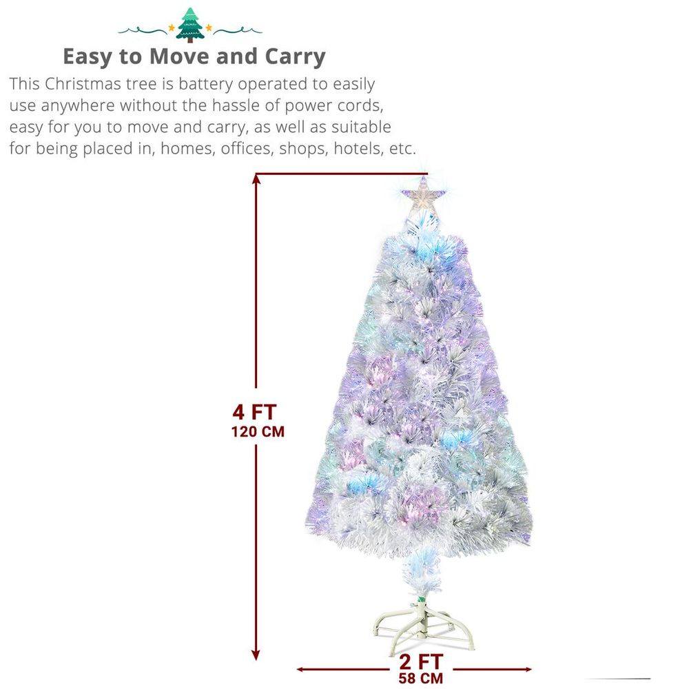 4ft 120 Branch Fiber Optic PVC Branch Iron Bracket Christmas Tree White