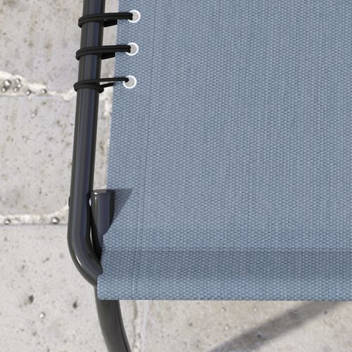 Outsunny 2 Pcs Folding Beach Chair Chaise Lounge 4 Adjustable Positions, Grey