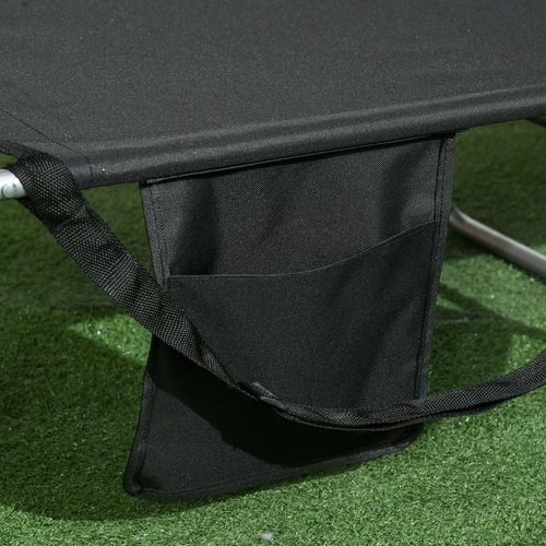 Patio Foldable Sun Lounger 5 Level Adjustable Reclining Chair Black