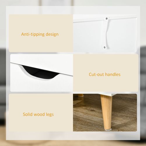 HOMCOM Chest of Drawers, 3 Drawer Unit Storage Chest Bedroom, Cream White