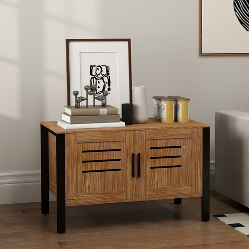 PawHut Cat Litter Box Enclosure w/ Tall Legs, Scratching Board, Dark Brown