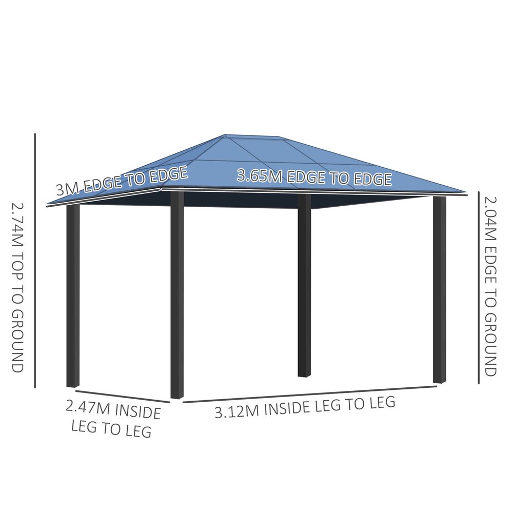 Elegant 3.6x3m Hardtop Gazebo with Polycarbonate Roof - Brown Outsunny